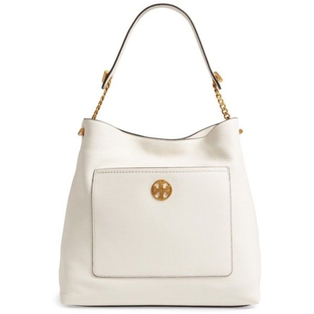 Tory Burch Chelsea Chain Leather Hobo Bag, Off White